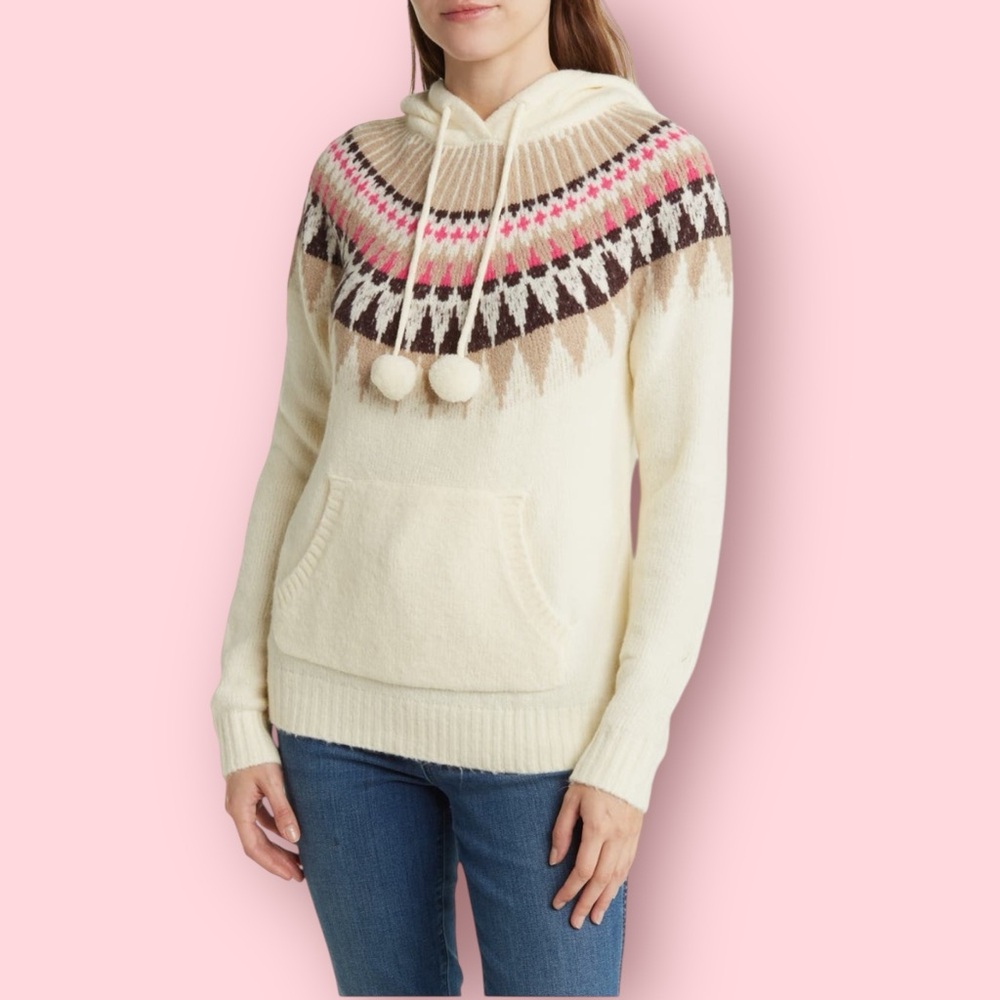 Olivia Sky Jacquard Raglan Hoodie Sweater (Ivory) - Picture 6 of 6